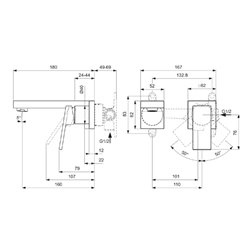 Mitigeur lavabo mural Extra chromé bec 160 mm