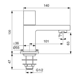 Robinet lavabo Extra gris magnétique sans vidage