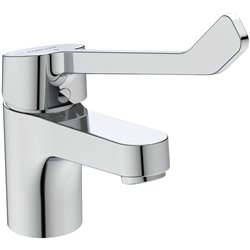 Mitigeur lavabo Olyos Clinic chromé manette rallongée avec tirette et vidage bonde métal