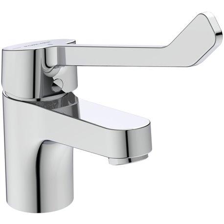 Mitigeur lavabo Olyos Clinic chromé manette rallongée avec tirette et vidage bonde métal