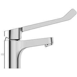 Mitigeur lavabo Olyos Clinic chromé manette rallongée avec tirette et vidage bonde métal
