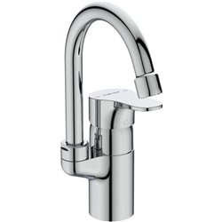 Mitigeur lavabo C2 Olyos col de cygne chromé avec tirette et vidage métal