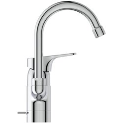 Mitigeur lavabo Olyos col de cygne chromé avec tirette et vidage métal