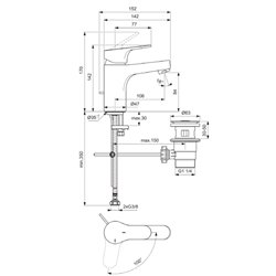 Mitigeur lavabo Olyos grande chromé sans vidage