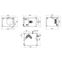 Caisson de ventilation CRCB ECOWATT Vertical Aspiration/rejet en ligne isolé 600 m3/h