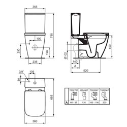 Cuvette WC sur pieds I.Life B sans bride RimLS+