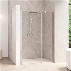 Paroi de douche Smart Design Porte centrale sans seuil Verre transparent 140 cm Chromé