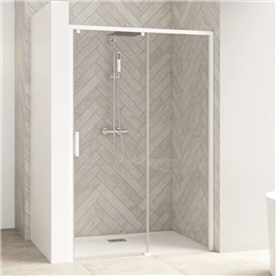 Paroi de douche Smart Design C sans seuil Verre transparent 140 cm Blanc