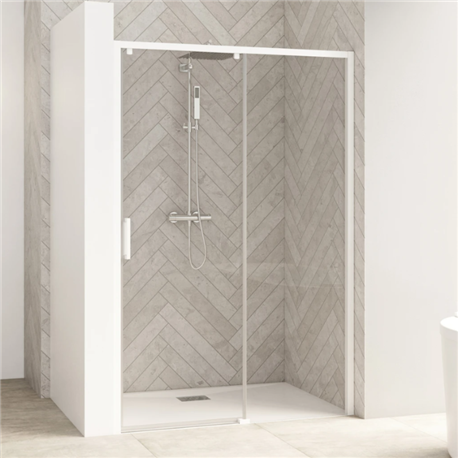 Paroi de douche Smart Design C sans seuil Verre transparent 110 cm Blanc Paroi de douche Smart Design C sans seuil Verre transparent 110 cm Blanc