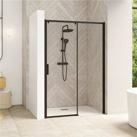 Paroi de douche Smart Design C sans seuil Verre transparent 170 cm Noir grainé Paroi de douche Smart Design C sans seuil Verre transparent 170 cm Noir grainé