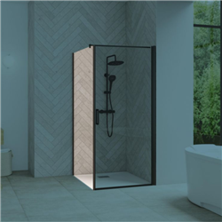 Paroi de douche Smart Design Fixe sans seuil Verre transparent 75 cm Noir grainé