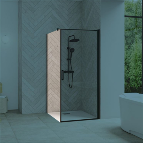 Paroi de douche Smart Design Fixe sans seuil Verre transparent 90 cm Noir grainé Paroi de douche Smart Design Fixe sans seuil Verre transparent 90 cm Noir grainé