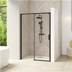 Paroi de douche Smart Design C sans seuil Verre transparent 130 cm Noir grainé