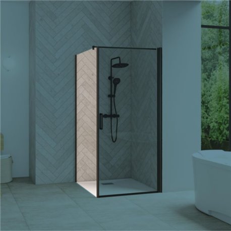 Paroi de douche Smart Design Fixe sans seuil Verre transparent 80 cm Noir grainé Paroi de douche Smart Design Fixe sans seuil Verre transparent 80 cm Noir grainé