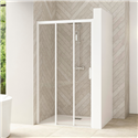 Porte de douche Smart Design 3V sans seuil Verre transparent 140 cm Blanc