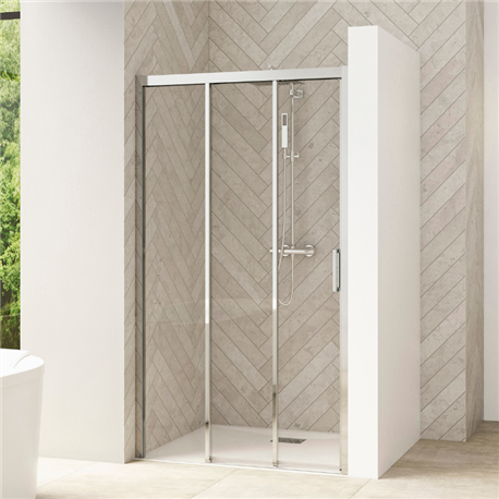 Porte de douche Smart Design 3V sans seuil Verre transparent 85 cm Chromé Porte de douche Smart Design 3V sans seuil Verre transparent 85 cm Chromé