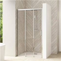 Porte de douche Smart Design 3V sans seuil Verre transparent 140 cm Chromé