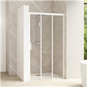 Porte de douche Smart Design 3V sans seuil Verre transparent 95 cm Blanc