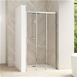 Porte de douche Smart Design 3V sans seuil Verre transparent 80 cm Chromé