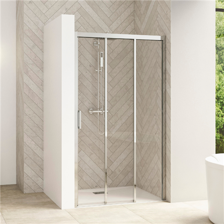 Porte de douche Smart Design 3V sans seuil Verre transparent 100 cm Chromé