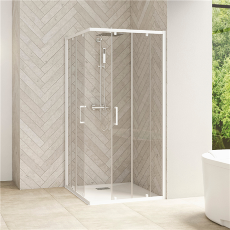 Porte de douche Smart Design A/C Verre transparent 110 cm Blanc Porte de douche Smart Design A/C Verre transparent 110 cm Blanc