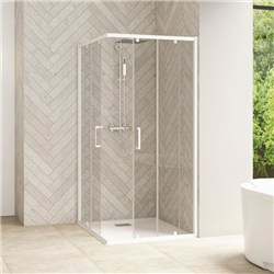 Porte de douche Smart Design A/C Verre transparent 80 cm Blanc
