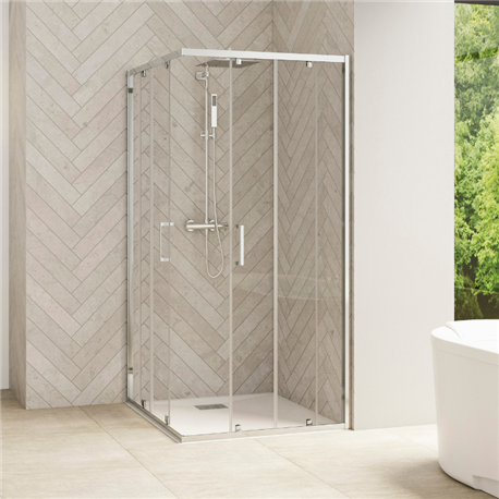 Porte de douche Smart Design A/C Verre transparent 75 cm Chromé