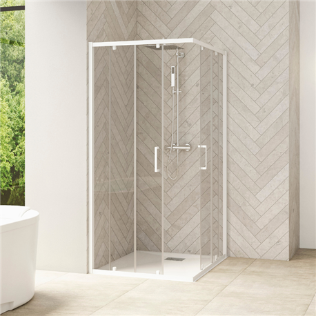 Porte de douche Smart Design A/C Verre transparent 70 cm Blanc Porte de douche Smart Design A/C Verre transparent 70 cm Blanc