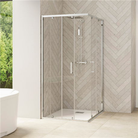 Porte de douche Smart Design A/C Verre transparent 100 cm Chromé Porte de douche Smart Design A/C Verre transparent 100 cm Chromé