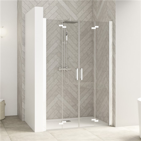 Porte de douche Smart Design S XXL sans seuil Verre transparent 110 cm Blanc Porte de douche Smart Design S XXL sans seuil Verre transparent 110 cm Blanc