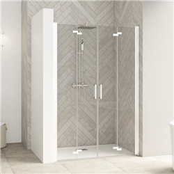 Porte de douche Smart Design S XXL sans seuil Verre transparent 140 cm Blanc