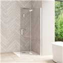 Porte de douche Smart Design S sans seuil Verre transparent 95 cm Blanc