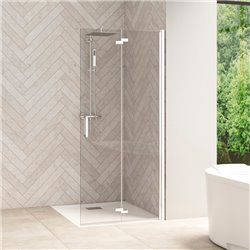Porte de douche Smart Design S sans seuil Verre transparent 75 cm Blanc