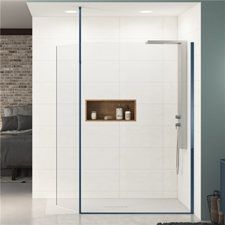 Paroi de douche Ekinox Duo profilé bleu kobalt brossé 70 + 45 cm Paroi de douche Ekinox Duo profilé bleu kobalt brossé 70 + 45 cm