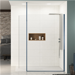 Paroi de douche Ekinox Duo profilé bleu kobalt brossé 120 + 45 cm