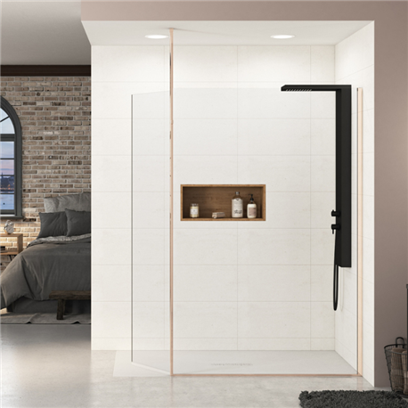 Paroi de douche Ekinox Duo profilé cuivre 80 + 45 cm Paroi de douche Ekinox Duo profilé cuivre 80 + 45 cm