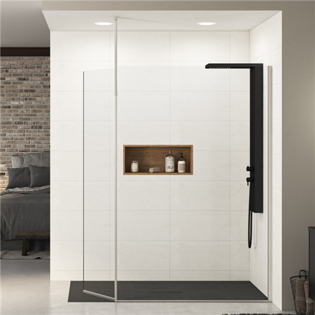 Paroi de douche Ekinox Duo profilé inox brossé 140 + 45 cm
