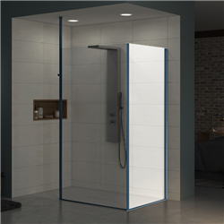 Paroi de douche Ekinox+ renvoi d'angle profilé bleu kobalt brossé 70 cm
