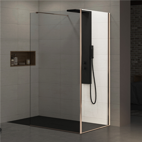 Paroi de douche Ekinox+ renvoi d'angle profilé cuivre 80 cm Paroi de douche Ekinox+ renvoi d'angle profilé cuivre 80 cm
