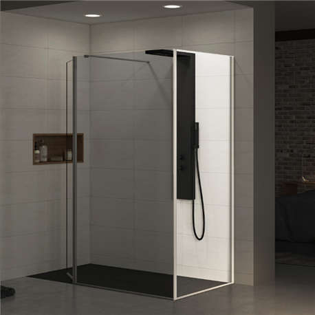 Paroi de douche Ekinox+ renvoi d'angle profilé inox brossé 90 cm Paroi de douche Ekinox+ renvoi d'angle profilé inox brossé 90 cm