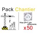 Lot de 50 Prises 2P+T affleurante Blanc