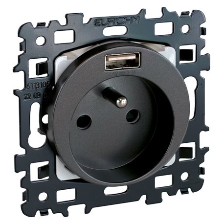 Prise 16A Combinée 2P+T USB type A Vulcain Prise 16A Combinée 2P+T USB type A Vulcain