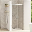 Porte de douche Smart Design 2P Verre transparent 120 cm Blanc