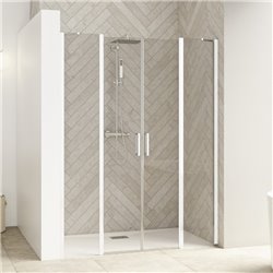 Porte de douche Smart Design 2P XXL sans seuil Verre transparent 170 cm Blanc