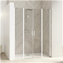 Porte de douche Smart Design 2P XXL sans seuil Verre transparent 120 cm Blanc