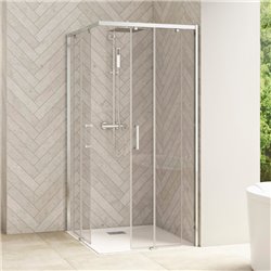 Porte de douche Smart Design A/C sans seuil Verre transparent 110 cm Chromé