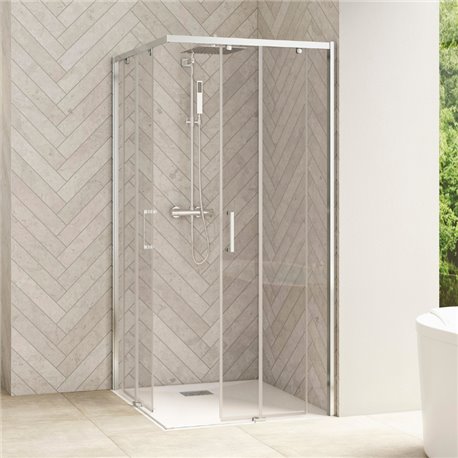 Porte de douche Smart Design A/C sans seuil Verre transparent 70 cm Chromé Porte de douche Smart Design A/C sans seuil Verre transparent 70 cm Chromé