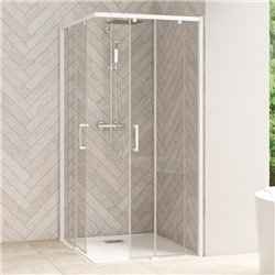 Porte de douche Smart Design A/C sans seuil Verre transparent 85 cm Blanc