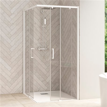 Porte de douche Smart Design A/C sans seuil Verre transparent 120 cm Blanc Porte de douche Smart Design A/C sans seuil Verre transparent 120 cm Blanc