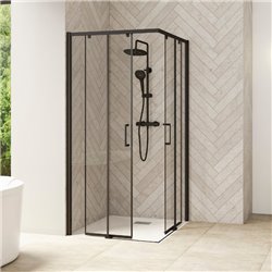 Porte de douche Smart Design A/C sans seuil Verre transparent 70 cm Noir grainé